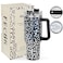 FECBK 40 oz Tumbler with Handle and Straw 100 LeakProof Travel Mug Stainless Steel Double Wall Vacuum Insulated Coffee Cup Keeps Cold For 34 Hours Dishwasher Safe Black Leopard