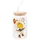 Silver Buffalo Rainbow Brite Balloon Glass Tumbler with Bamboo Lid and Glass Straw 16 Ounces