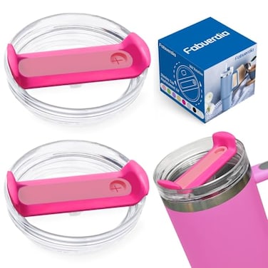 Fabuerdia 40 OZ Tumbler Lid Replacement Compatible for Stanley Quencher 2 Pack Spill Proof Clear Tumbler Covers for Stanley Cup AccessoriesClearHot Pink