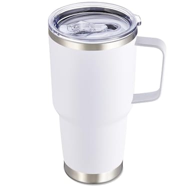 Cool Yoleb 30 oz Tumbler with Handle and Lid Stainless Steel Tumblers Double Wall Vacuum Insulated Travel Mug Leak Proof Cup Keep Drinks Cold and Hot White 1 Pack