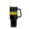 Silver Buffalo DC Comics Batman Logo Double Walled Stainless Steel Tumbler with Handle and Straw Fits in Standard Cup Holder 40 Ounces