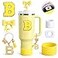 MOTEERLLU 6PCS Yellow Stanley Cup Accessories Fit for Stanley 30oz40ozIncluding 10mm BowShape Straw TopperPersonalized Initials StickerSpillProof StopperSparkly Silicone BootHandle Charm Letter B