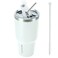 BJPKPK 30oz White Stainless Steel Tumbler With Lid And Straw Reusable Insulated Coffee Travel Thermal Tumblers Cup