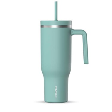 Hydrapeak Voyager 40oz Insulated Tumbler with Handle Straw Lid Leak Resistant Stainless Steel Travel Cupholder Friendly Reusable Water Bottle for Work Gym Class Pale Sage