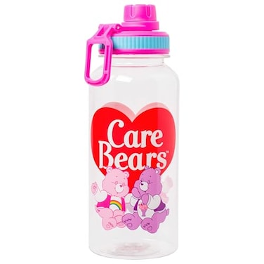 Silver Buffalo Care Bears Featuring Good Luck Bear Grumpy Bear Share Bear and Cheer Bear Twist Spout Plastic Water Bottle with Stickers You Stick Yourself 32 Ounces