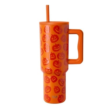 Simple Modern Halloween 40 oz Trek Tumbler with Handle and Straw Lid Cup Holder Friendly Insulated Stainless Steel Travel Mug JackOLanterns