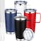 Sieral 4 Pcs 20 oz Insulated Travel Tumbler with Lid Straw and Handle Tumbler Mug Double Layer Vacuum Stainless Steel Sublimation Thermal CupsBlack Blue White Red