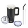 Zukro 24 oz Ceramic Lined Insulated Tumbler with Handle and Straw Black