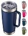 CIVAGO 20 oz Tumbler Mug with Lid and Straw Insulated Travel Mug with Handle Double Wall Stainless Steel Vacuum Coffee Tumbler Thermal Cup Navy Blue