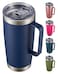 CIVAGO 20 oz Tumbler Mug with Lid and Straw Insulated Travel Mug with Handle Double Wall Stainless Steel Vacuum Coffee Tumbler Thermal Cup Navy Blue