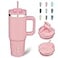 BJPKPK 30oz Stainless Steel Insulated Tumbler With Handle And Lid Straw Travel Coffee Mug Thermal CupLight Pink