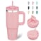 BJPKPK 30oz Stainless Steel Insulated Tumbler With Handle And Lid Straw Travel Coffee Mug Thermal CupLight Pink
