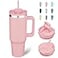 BJPKPK Insulated Tumblers With Handle And Straw 40 oz Stainless Steel Tumbler Cups With LidLight Pink