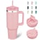 BJPKPK Insulated Tumblers With Handle And Straw 40 oz Stainless Steel Tumbler Cups With LidLight Pink