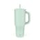 Zak Designs Sutton Travel Tumbler for On the Go 40oz Stainless Steel with Vacuum Insulation Silicone Straw and Carry Handle for Cold Drinks Icicle Mint Green