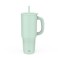 Zak Designs Sutton Travel Tumbler for On the Go 40oz Stainless Steel with Vacuum Insulation Silicone Straw and Carry Handle for Cold Drinks Icicle Mint Green