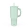 Zak Designs Sutton Travel Tumbler for On the Go 40oz Stainless Steel with Vacuum Insulation Silicone Straw and Carry Handle for Cold Drinks Icicle Mint Green