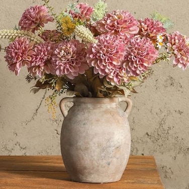 Dobbyby Ceramic Flower Vase 76 inch Farmhouse Rustic Vase Decorative Pottery Terracotta Vases for Home Decor Table Mantle Fireplace Living Room Bathroom Wedding Centerpiece Whitewashed