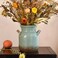Quoowiit Ceramic Rustic Farmhouse Vase Distressed Decorative Flower Vases for Home Decor Ideal Shelf Decor Green Boho Vase for Living Room Bedroom Kitchen Office Centerpiece Table Decorations