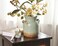 Quoowiit Ceramic Rustic Farmhouse Vase Distressed Decorative Flower Vases for Home Decor Ideal Shelf Decor Green Boho Vase for Living Room Bedroom Kitchen Office Centerpiece Table Decorations