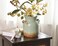 Quoowiit Ceramic Rustic Farmhouse Vase Distressed Decorative Flower Vases for Home Decor Ideal Shelf Decor Green Boho Vase for Living Room Bedroom Kitchen Office Centerpiece Table Decorations