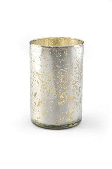 Serene Spaces Living Antique Silver Cylinder Vase VintageStyle Handmade Mercury Glass Finish for Weddings Parties Events Measures 6 Tall and 35 Diameter