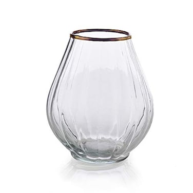Serene Spaces Living Gold Rimmed Glass Balloon Vase Vintage Wedding Centerpiece Measures 6 Tall and 45 Diameter