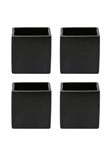 Serene Spaces Living Set of 4 Cube Black Vases Modern Matte Black Square Cube Ceramic Vases for Centerpieces Home Office Dcor Event Accents and More 3 SQ x 3 H