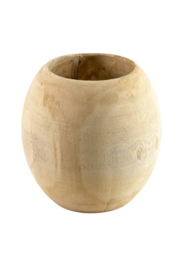 Serene Spaces Living Teak Essence Vase Handcrafted Natural Wood Vase Perfect for Artificial Dried and Fresh Flowers Unique Rustic Decor Piece for Home or Office Gift Idea Small Pack of 1