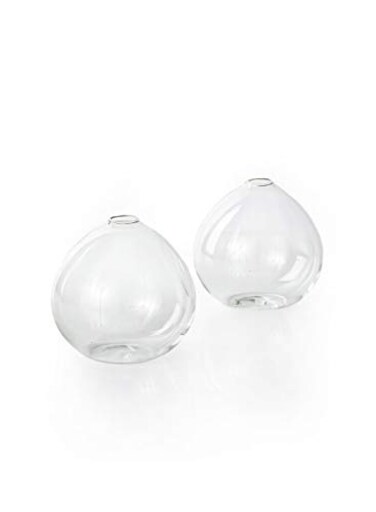 Serene Spaces Living Set of 2 Clear Ball Bud Vase Vintage Style Vase for Flowers Measures 4 Tall and 4 Diameter