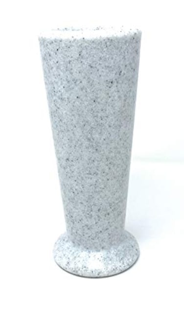 Optimum OPTIMUM Slim Memorial Cemetery Flower Vase Plastic White Granite With Metal Ground Spike Grave Marker Decorations For Gravesite Headstone Flowers Holder Garden Lawn Yard