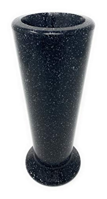 Optimum OPTIMUM Slim Memorial Cemetery Flower Vase Plastic Blacker Granite with Metal Ground Spike Grave Marker Decorations for Gravesite Headstone Flowers Holder Garden Lawn Yard