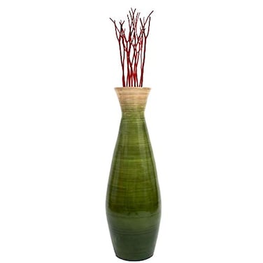 Uniquewise 24 Tall Bamboo Floor Vase Glossy Purple Green Model V003242S