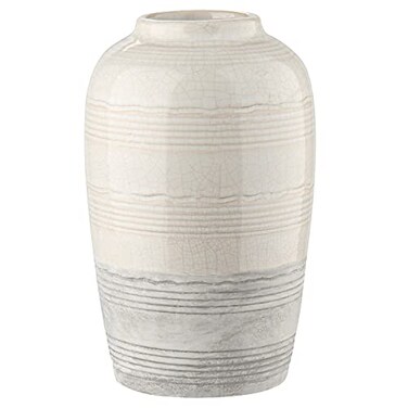 Oairse Ceramic Rustic Farmhouse Vase for Home Decor 9 inch Decorative Boho White Pottery Flower Vase for Centerpiece Living Room Bedroom Kitchen Bathroom Dining Table Mantel Shelf Decor