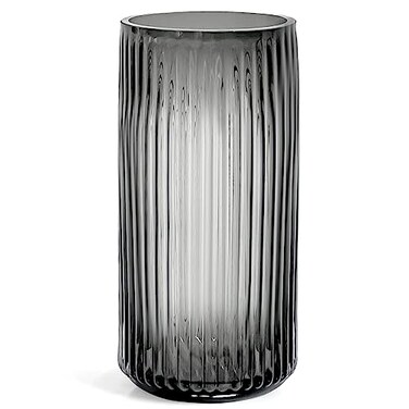 Muyan 75 Flower Vase for Decor Ribbed Glass Vase Modern for Centerpieces Desktop Home Office Dining Living Room Wedding Gray