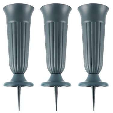 TAQ Cemetery Vases with Spikes Plastic Cemetery Decorations for Memorials and Graves