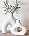 Carrot's Den Carrots Den Donut Vase Set of 2 White Large Ceramic Vase Minimalist Nordic Hollow Table Centerpiece Olive Plant Wedding Living Room Bookshelf Office Modern Home Entryway Console