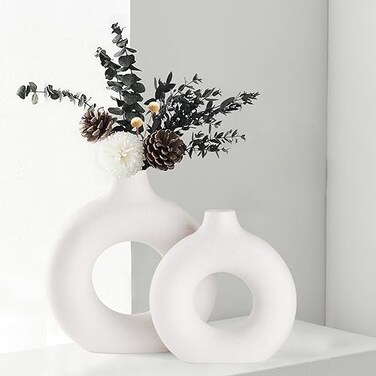 CEMABT Vases for Pampas GrassCreative Vase Modern Home DecorHandmade Vase White Ceramic Dried Flowers Crafts Ornaments for Office Home Deco Decoration