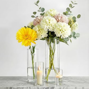 Sandraheer 4Pack Clear Glass Cylinder Vases 4 Sizes 46810 Inch Hurricane Floating Candle Holders Flower Vases for Wedding Table Centerpiece Home Dcor