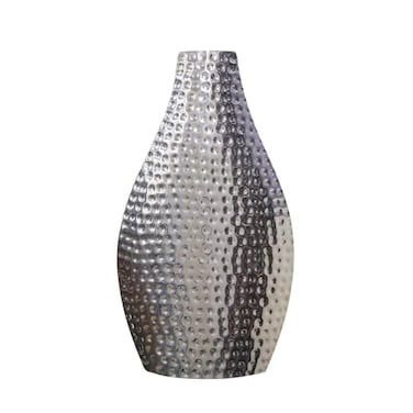 Hosley 17 Silver Metal Vase Tall Modern Decorative Centerpiece for Living Room Table Floral Arrangements