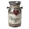 HIDERLYS 75 High Rustic Decorative Vase with Greetings and Rope Design Metal Milk Can Country Jug for Living Room Bedroom KitchenHope