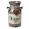 HIDERLYS 75 High Rustic Decorative Vase with Greetings and Rope Design Metal Milk Can Country Jug for Living Room Bedroom KitchenHope
