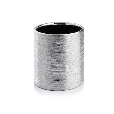 WGVI Silver Etched Ceramic Cylinder Vase Width 375 Height 4 Flower Arrangements Candle Holder Terrarium Planter Pot Storage Container Organizer Pen Brush Holder Scratched Texture 1 Piece