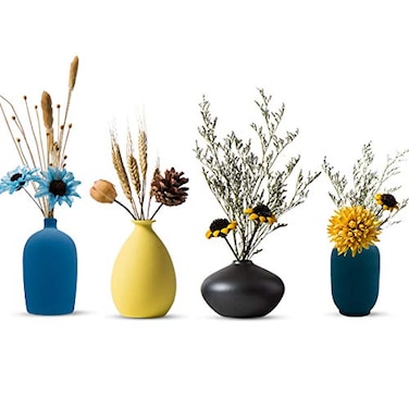 Malltohome Small Ceramic Flower Vases Set of 4 Bud Vase Decorative Modern Floral Vase