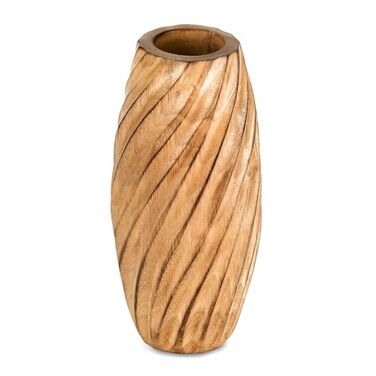 AeraVida 82 inch Timeless Handmade Modern Rustic Spiral Light Brown Mango Tree Wood Vase for Home Natural Wooden Home Decor Modern Farmhouse Kitchen Table Countertop Accent Decor
