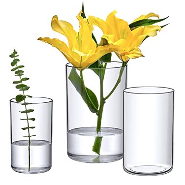 Amazing Abby Plastic Cylindrical Vases 3Piece Set 6 8 9 H
