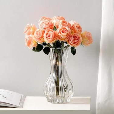 UUyuality 10 Decorative Modern Flower Vase for Floral Arrangements Large Elegant Clear Glass Vase for BouquetTransparent Clear 01