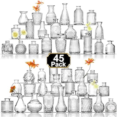 Arme Bud Vase Set of 45 Clear Bud Vases in Bulk Mini Glass Vases for Flower Small Flower Vases for Centerpieces Vases for Decor Home Wedding Table Dcor
