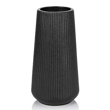 GUKJOB Matte Black Ceramic Vase Small Cute Flower Vase for Pampas Grass Home Living Room Dining Table Farmhouse Office Decor Bedroom Table and Kitchen Shelf Matte Black