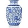 QINLANG Qinlang 9 in Small Ceramic Vases for Flowers Blue and White Flower Vase for Centerpieces Lotus Pattern